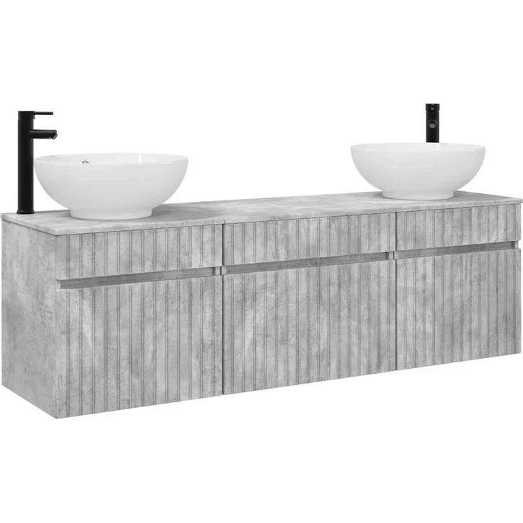vidaXL Badezimmerschrank-Set 3 stk. Betongrau 157 x 44,5 x 80 cm 3405760 – Bild 2