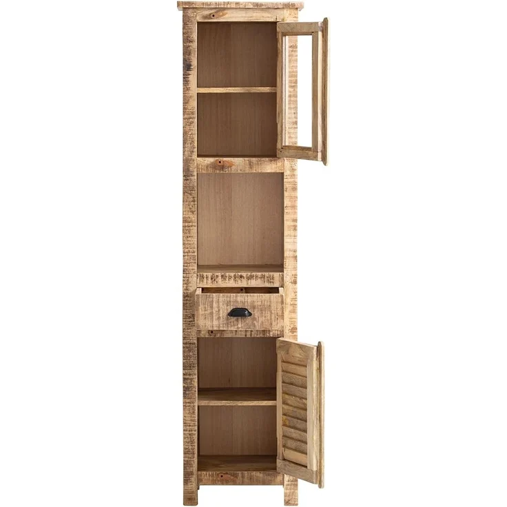 Mangoholz Hochschrank Caribou - Rustikal, 40x180x45cm, Stauraumwunder für Bad & Flur – Bild 3