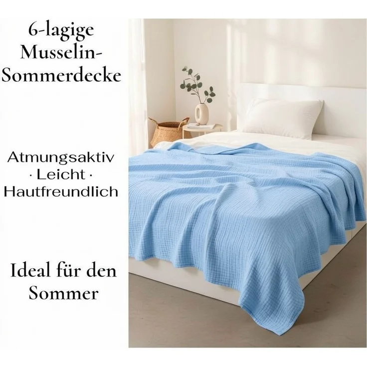 Wohndecke Musselin Decke, JASLIFE, Sommerdecke,100% Baumwolle – Bild 4