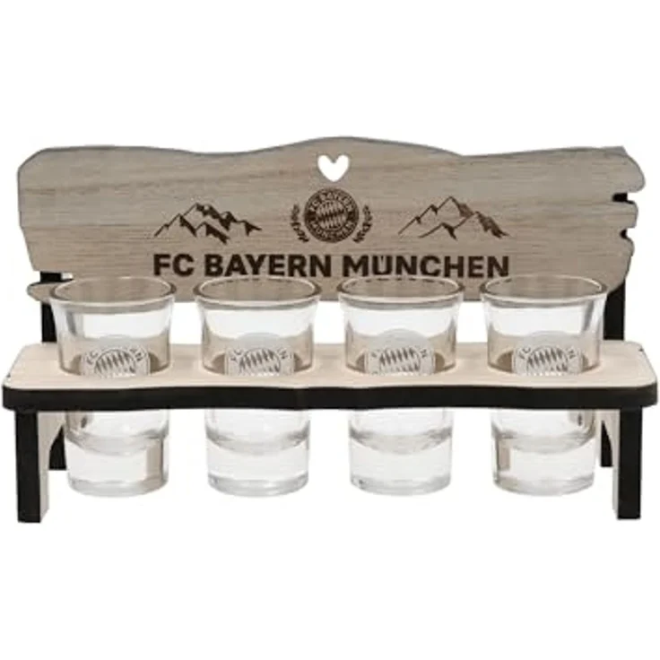 FC Bayern München Gläser-Set FC Bayern München I Schnapsbank-4er I Schnapsgläser I Stamperl, Glas – Bild 4