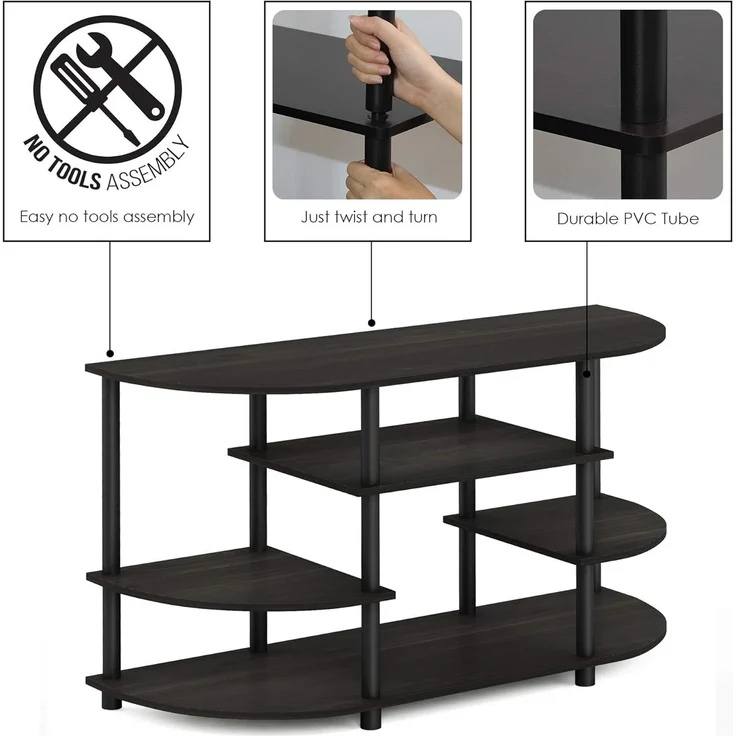Furinno JAYA Schlichtes Design Eck-TV-Ständer, Espresso – Bild 5