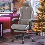 SONGMICS Gaming-Stuhl, Bürostuhl, Schreibtischstuhl, ergonomischer Gaming-Sessel, Sitzkissen mit Federn, Fußstütze, Armlehnen mit Synchronmechanik, taubengrau