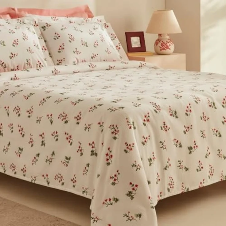 Karaca Bettwäsche Silvie 100% Baumwolle Doppelbett Tagesdecke Bettdecke Decke Set Rot – Bild 3