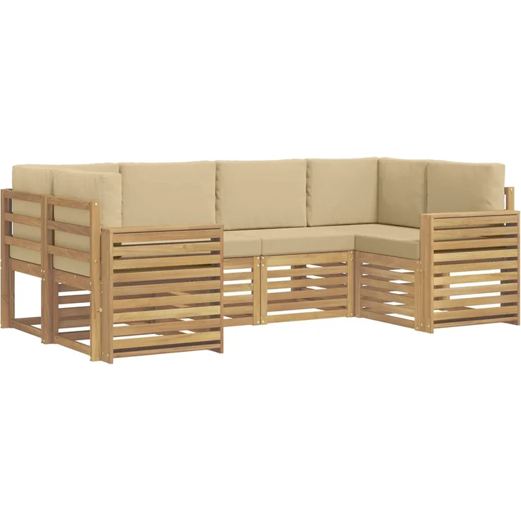 vidaXL Outdoor-Sofagarnitur 6 stk. 6-Sitzer Weiß und Beige Polyester 3392403 – Bild 2