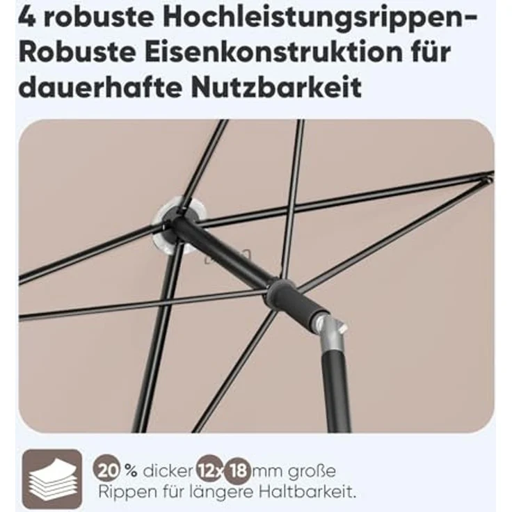 Sekey Rechteckschirm Sonnenschirm Rechteckig Balkon Balkonschirm Knickbar, LxB: 210,00x140,00 cm, UV50+ Sonnenschutz, für Terrasse – Bild 6