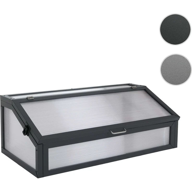 Frühbeetaufsatz HWC-R37, Gewächshaus Pflanzbeetaufsatz Beetabdeckung Stahl Polycarbonat 36 x 100 x 50 cm ~ anthrazit – Bild 10