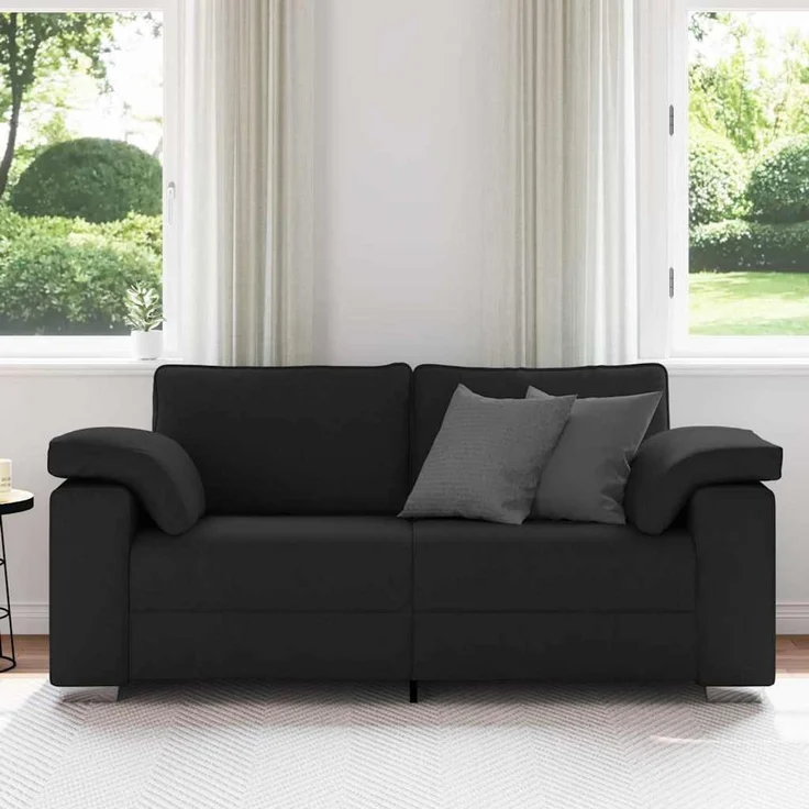 vidaXL Zweisitzer-Sofa Schwarz 180 cm Stoff 4105229 – Bild 3