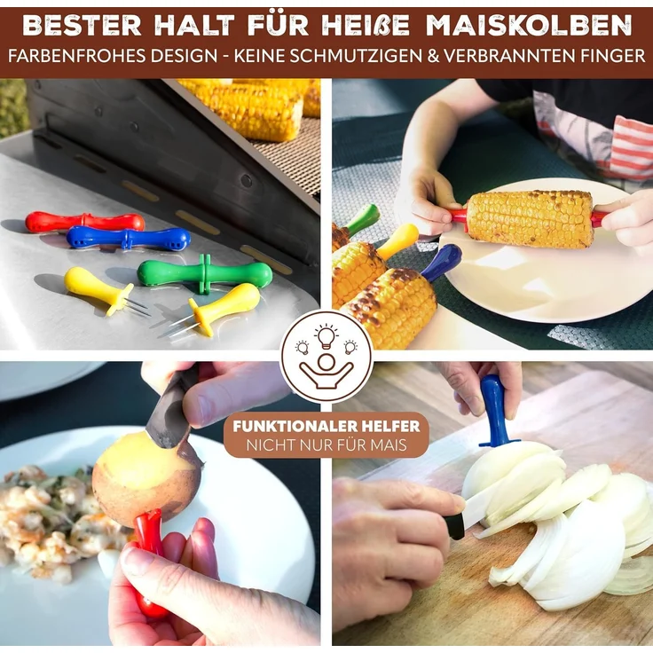 Veggie Grill-Set 13tlg. Grillkörbe, Grillplatten, Grillspießen und Maiskolbenhaltern aus rostfreiem Edelstahl – Bild 5