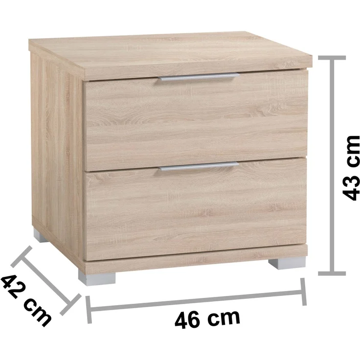 Nachtkommode >Smilla< in Eiche Sonoma, Melamin - 46x43x42cm (BxHxT) – Bild 6