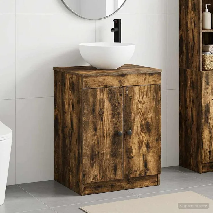 vidaXL Waschbeckenschrank Geräucherte Eiche 54 x 41 x 100 cm 3404218
