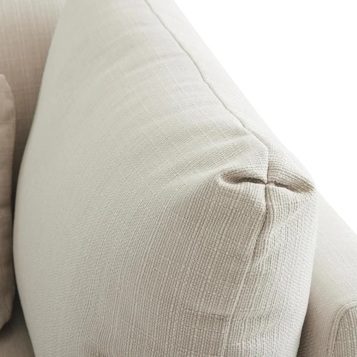 Sofa 3 Sitzer L Form Schlaffunktion Fußhocker 3 Kissen 1-beige Leinen – Bild 9