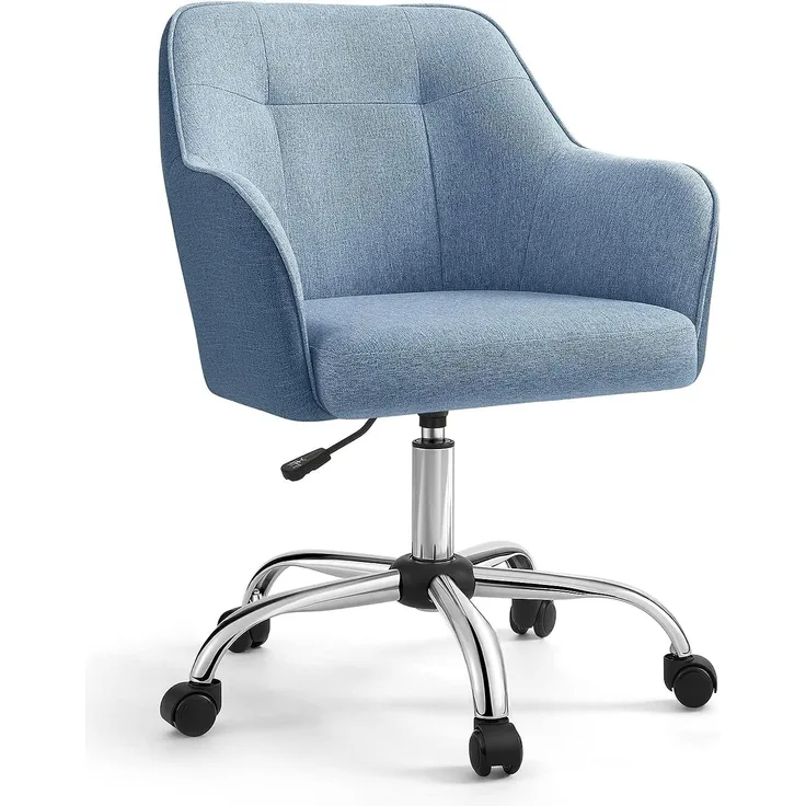 Songmics Homeoffice Stuhl, Drehstuhl, Schreibtischstuhl, höhenverstellbar, bis 110 kg belastbar, atmungsaktiver Stoff, für Arbeitszimmer, Schlafzimmer, blau OBG019Q01