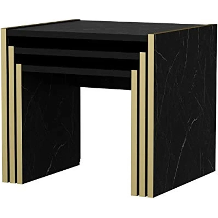 Homemania Home Mania Couchtisch, Melaminspanplatte, Schwarz, Gold, 49 x 45 x 45 cm – Bild 6