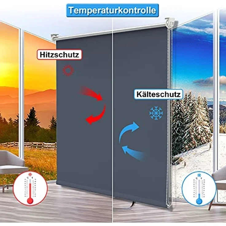 Homland Klemmfix Rollo Verdunkelung Thermorollo ohne Bohren Dunkelblau 120x170 cm (BxH), Verdunklungsrollo Wandmontage & Deckenmontag, Sichtschutz & Sonnenschutz für Fenster und Tür – Bild 2