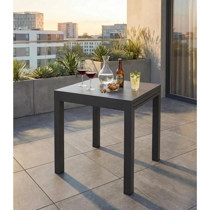 Outdoor Gartentisch DALLAS, Ausziehbar, Anthrazit, Aluminium, PSPC, B 72/144 x H 76 x T 72 cm – Bild 1