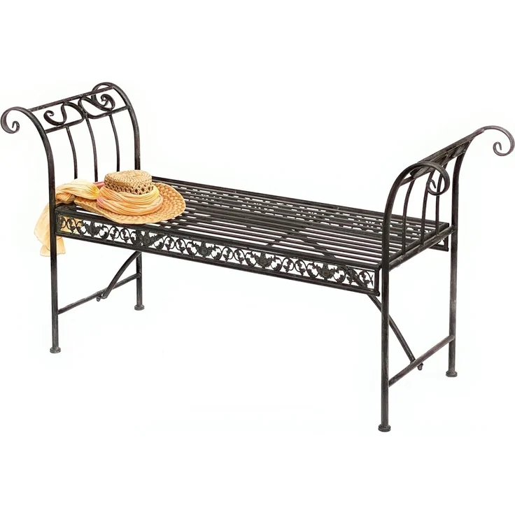 DanDiBo Gartenbank Wetterfest ohne Rückenlehne aus Metall Braun 96001 140 cm Bank Metallbank Sitzbank Garten – Bild 4