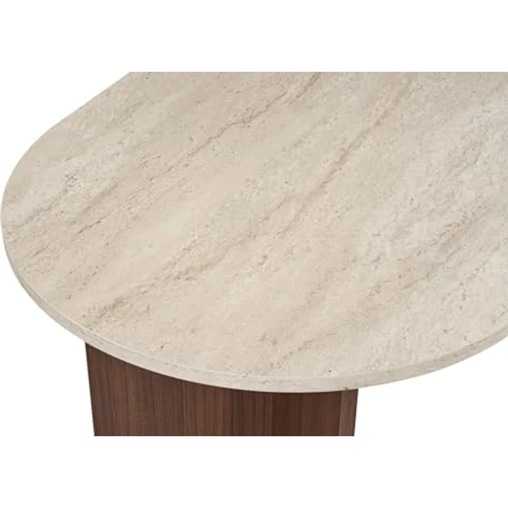 Modern Dining Table, 180 x 90 x 75 cm, Travertine & Walnut Colors | 100% Melamine Coated Particle Board, 25 mm Thickness | Stylish & Durable Design, Perfect for Contemporary Dining Spaces – Bild 9