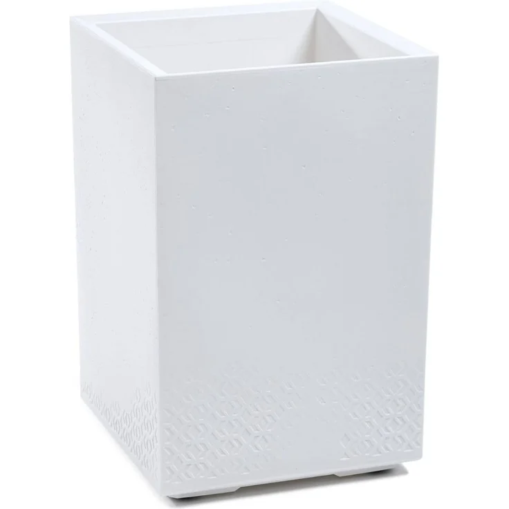 LAMELA Pflanzkübel mit Rollen Höhe 60 cm, 36L – Blumentopf aus Kunststoff in Betonoptik – Übertopf mit Wasserablauf – Modern für Innen & Außen - Wetterfest & Pflegeleicht, Creme – Bild 1
