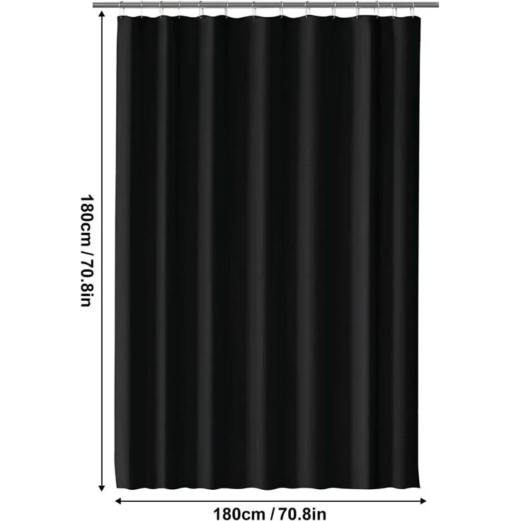 Duschvorhang 180x180 Anti-schimmel Wasserdicht Waschbar PEVA Schwarz H180 B180 – Bild 2