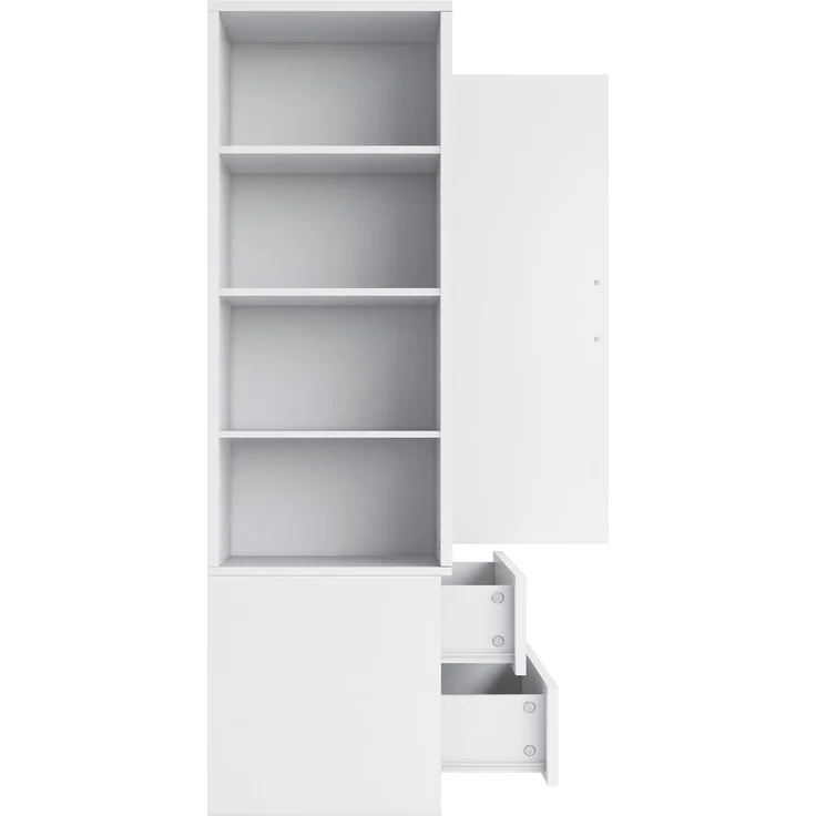Kleiderschrank 70 x 50 x 175 cm in Weiß und Holzfarbe mit Kleiderstange und Schubladen – Bild 9