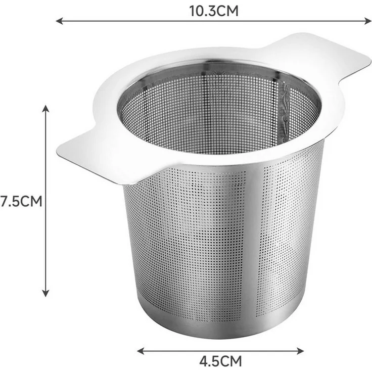 OSTWOLKE Teesieb mit Griffe Teefilter für Tasse Kanne losen Tee Edelstahl, Edelstahl – Bild 2