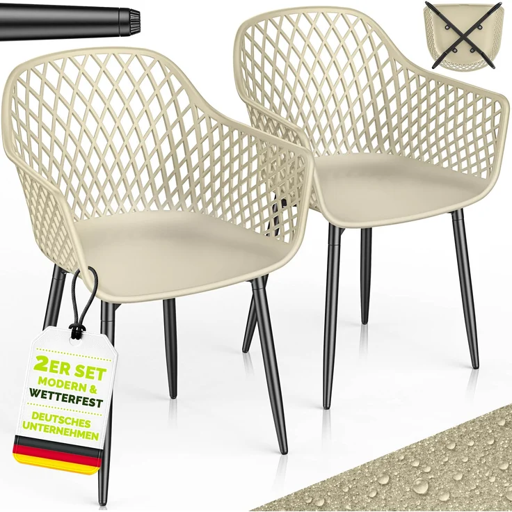tillvex® Gartenstuhl 2er Set Wetterfest mit Armlehne | Outdoor Stühle bis 120kg belastbar | Gartenstühle UV-beständig | Terrassenstuhl Gartenmöbel Terrasse Balkon Outdoor Garten – Bild 6
