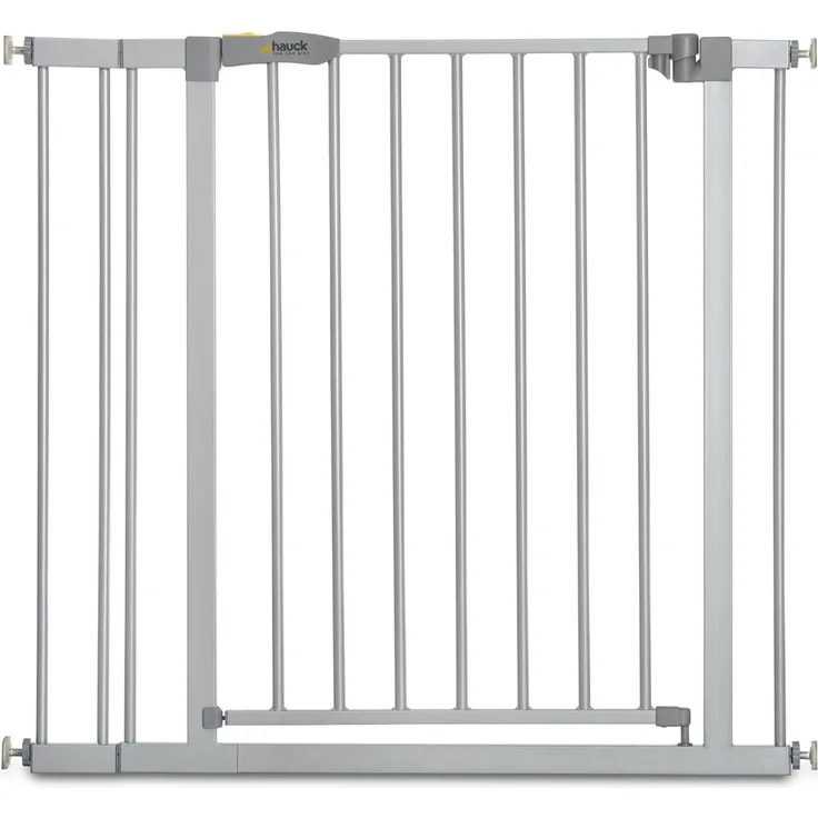 Hauck Stop'n Safe 2 Treppengitter, inkl. 9 cm Verlängerung, 84-89 cm, ohne Bohren, erweiterbar mit Verlängerungen von 9 cm und 21 cm, kombinierbar mit Y-Spindeln, beidseitig schwenkbar, silber