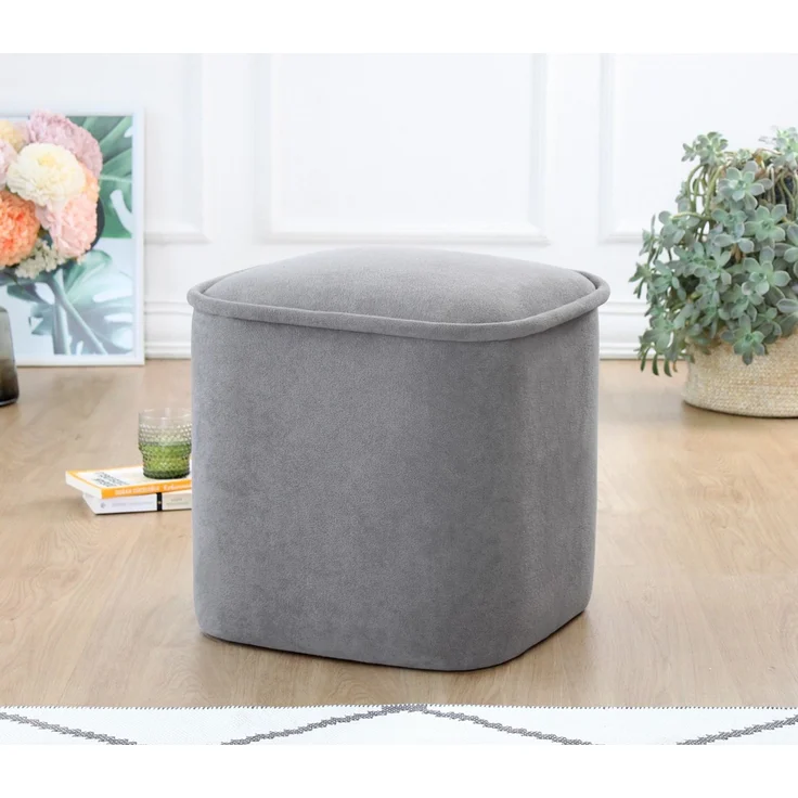 Hanah Home 'Dabin 8608 - Grey' Pouffe, Grau, 45 x 47 x 45 cm – Bild 1