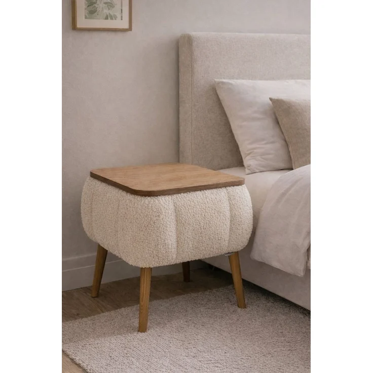 Skye Decor Nachttisch Snug Japandi (1-St), Teddy-Optik mit Buchenholzbeinen – Bild 3