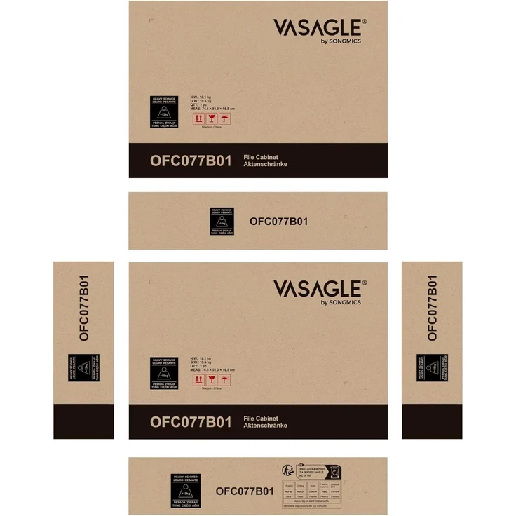 Vasagle Rollcontainer abschließbar mit Schubladen, Holzspan, Stahlgestell, Vintagebraun-Schwarz, 44 x 42 x 69 cm – Bild 11