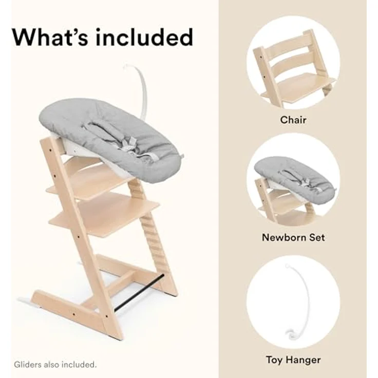 Tripp Trapp Stuhl von Stokke (Natural) mit Newborn Set (Grey) - Für Neugeborene bis zu 9 kg - Gemütlich, sicher & einfach zu verwenden – Bild 8