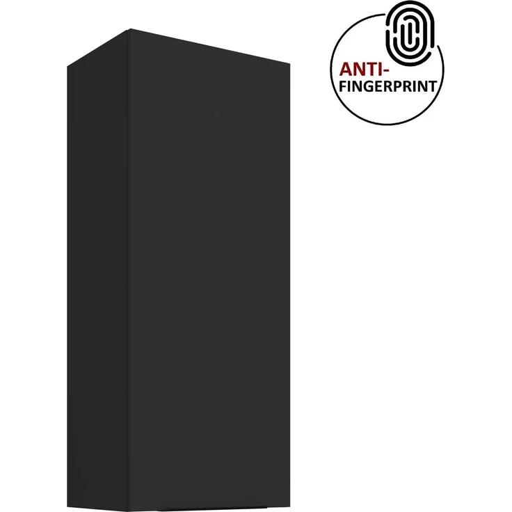 Küchen Hängeschrank 45 cm - Höhe 90 cm ARIA Schwarz ultra matt + Schwarz matt, hochwertige Fronten mit Anti Fingerprint Beschichtung Küchenzeile Küchenblock – Bild 1