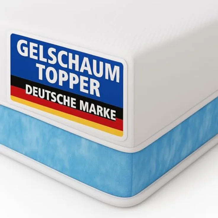 Arensberger Matratzen Topper ESSENCE, 90x200cm, Gelschaum, waschbarer Bezug, 5cm Höhe, geeignet für Federkern- und Schaumstoffmatratzen