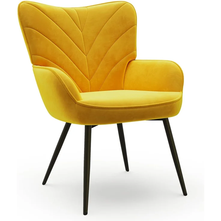 COLAMY Esszimmerstühle mit Armlehnen, Stühle Esszimmer mit Rückenlehne, Polsternder Küchenstühle Gepolstert mit Wingback, Dining Chairs mit Holzbeinen für Esszimmer, Küche, Restaurant, Gelb