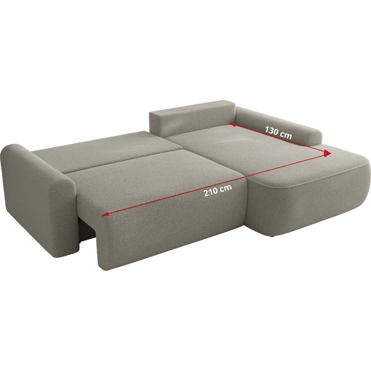 Ecksofa, L-förmiges, lose Kissen, DL-Schlaffunktion, (H 100 x T 187 x B 273 cm) - CUBO L - Boucle Hellgrau - rechte Seite – Bild 7