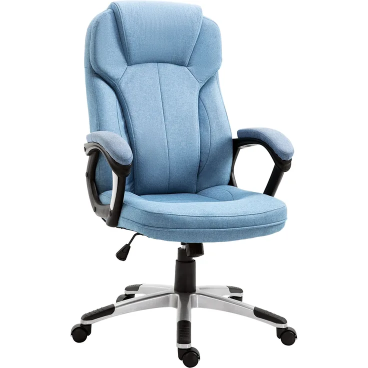 MELAYR, Bürostuhl Computerstuhl Drehstuhl höhenverstellbar Wippfunktion mit Kopfstütze und, 66 x 75 x 58 cm, Hellblau
