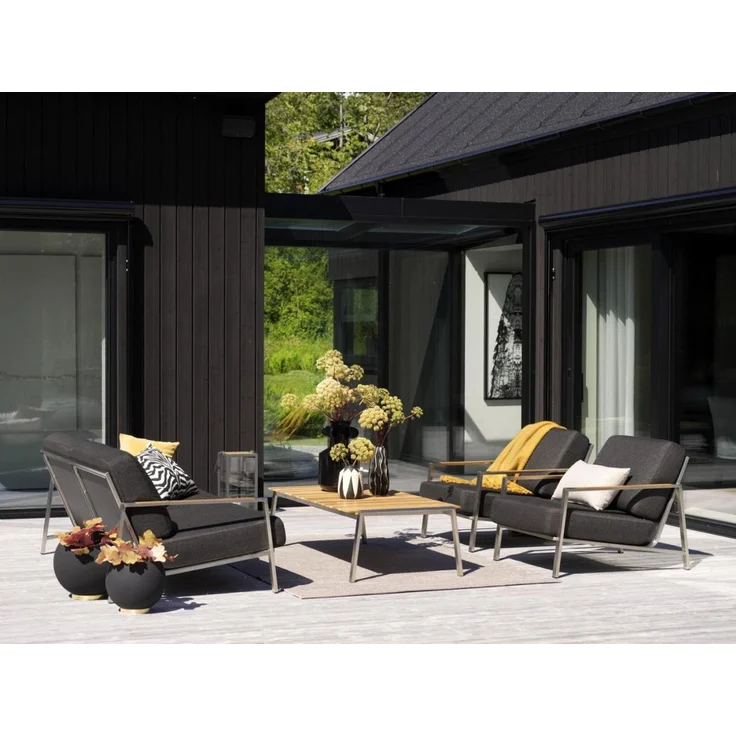 Gartensofa Naos mit Kissen aus Edelstahl und Olefin-Stoff, modern, dunkelgrau, für 2–3 Personen – Bild 2