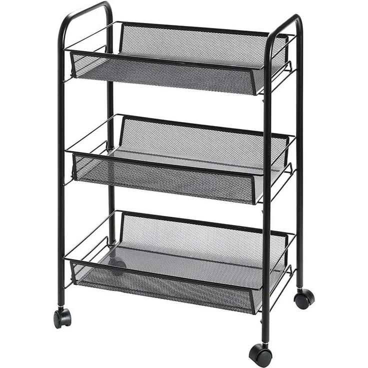 Home Collective Küchenregal Rollwagen mit 3 Ebenen, Platzsparend, 3-stöckiger Schrank auf Rollen, geräumige Regale im modularen Design, 27,5x45x63,5 cm, Schmal, schwarz – Bild 1