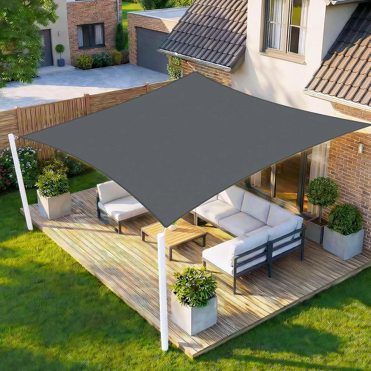 HENG FENG Sonnensegel Wasserdicht Rechteckig 2.5x2.5 m,Sonnenschutz Wetterfest PES Polyester,Windschutz Wasserabweisend mit 95% UV-Schutz für Balkon Garten Terrasse,Anthrazit