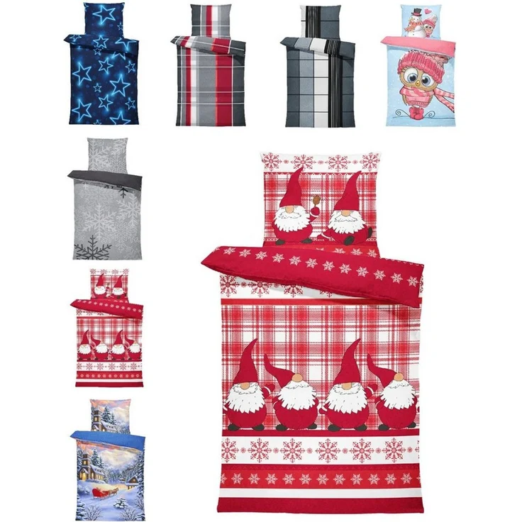 One Home Bettwäsche Winter Thermofleece, Fleece, 2 teilig, Weihnachten Wichtel Christmas, kuschelig flauschig warm weich Modern – Bild 1