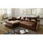 Couchgarnitur TIZIAN L-Form in Wildlederoptik- Braun /Ottomane Links