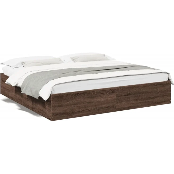 vidaXL Bettgestell Braun Eichen-Optik 200x200 cm Holzwerkstoff 3280992 – Bild 1