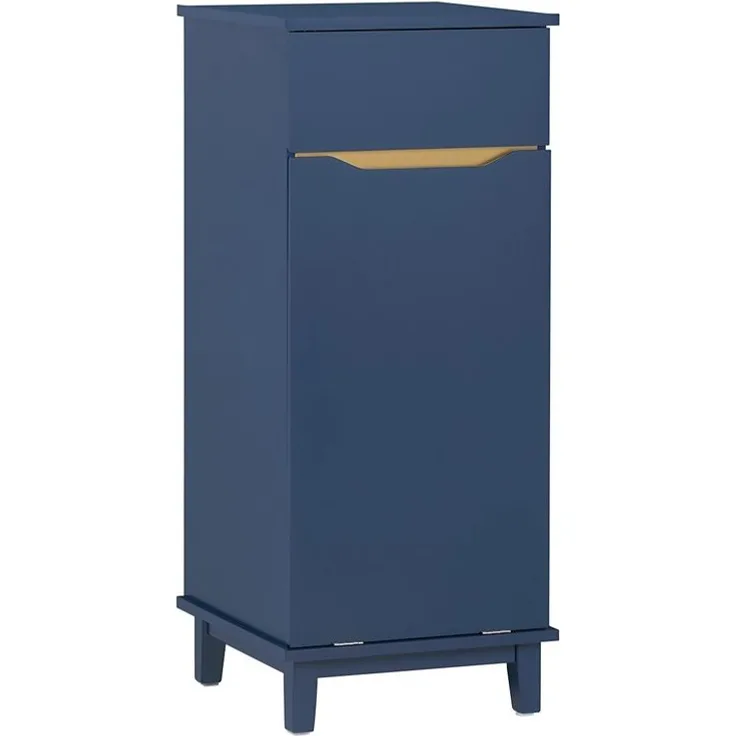 SoBuy BZR114-B Wäscheschrank, MDF, Lackiert, Dunkelblau, 40 x 96 x 40 cm