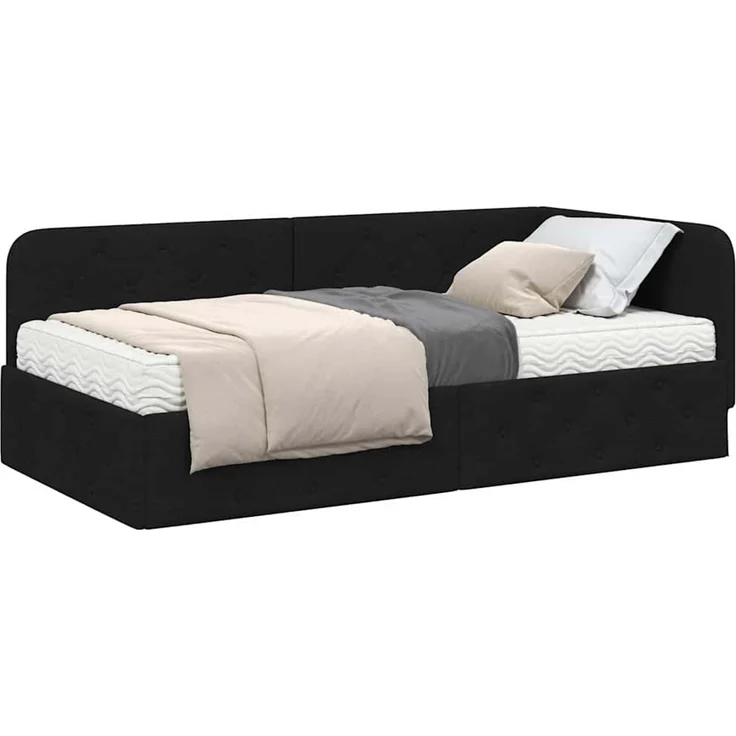 vidaXL Eckbettgestell Schwarz 90 x 200 cm Stoff 3394047 – Bild 2