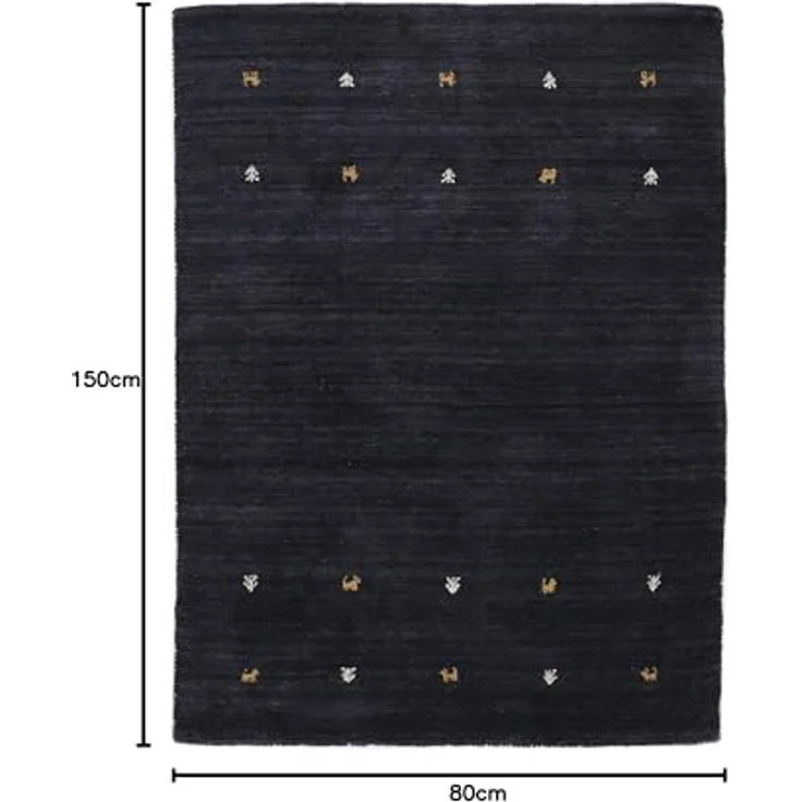 carpetfine 'Gabbeh Uni' Wollteppich, reine Wolle, Schwarz, 80x150 cm – Bild 3