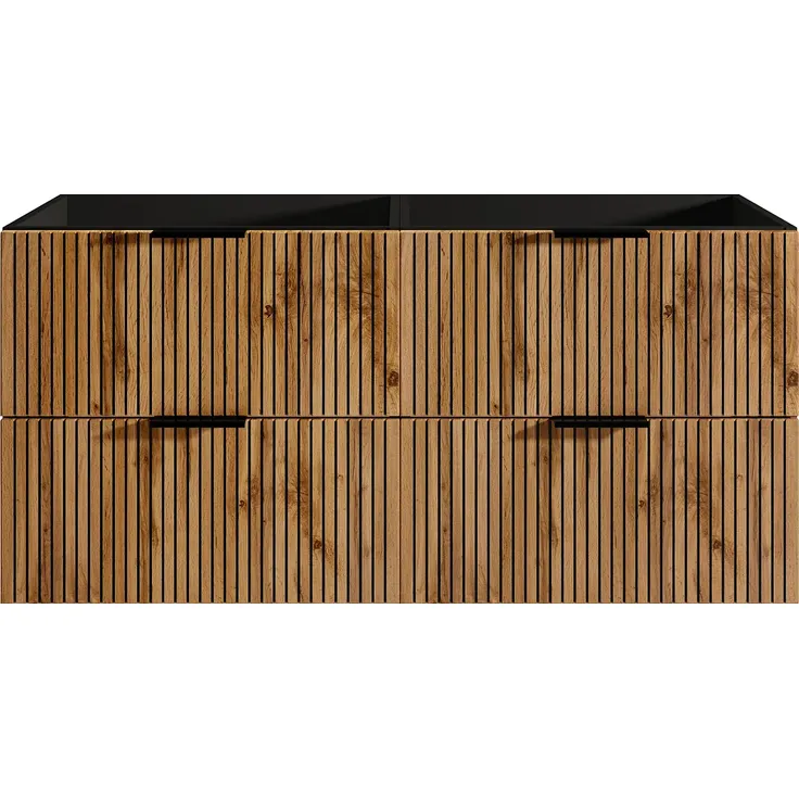 Vente-unique - MADELA Waschbeckenmöbel Holz, Platte SchwarzBeige - B 46 cm x H 57 cm x L 120 cm – Bild 2