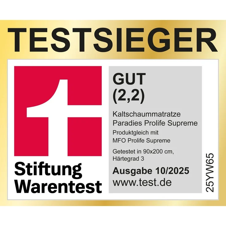 Kaltschaummatratze Paradies Prolife Supreme, Paradies, 22 cm hoch, Testsieger Stiftung Warentest – Bild 2