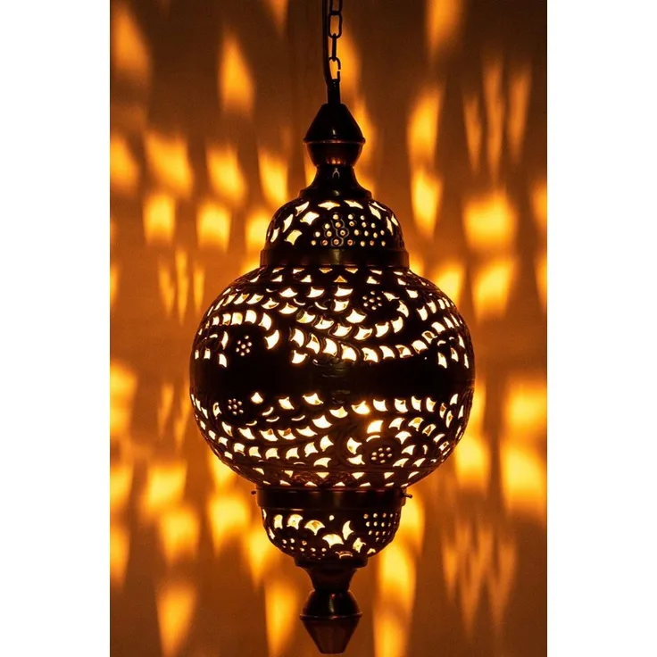 Marrakesch Orient & Mediterran Interior Pendelleuchte Pendelleuchte Fahda im Vintage-Stil aus Metall gefertigt, Silber 50 cm, Handarbeit