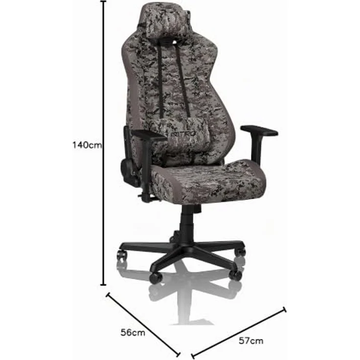 NITRO CONCEPTS S300 Gamingstuhl - Ergonomischer Bürostuhl Schreibtischstuhl Chefsessel Bürostuhl Pc Stuhl Gaming Sessel Stoffbezug Belastbarkeit 135 Kilogramm - Urban Camo – Bild 3