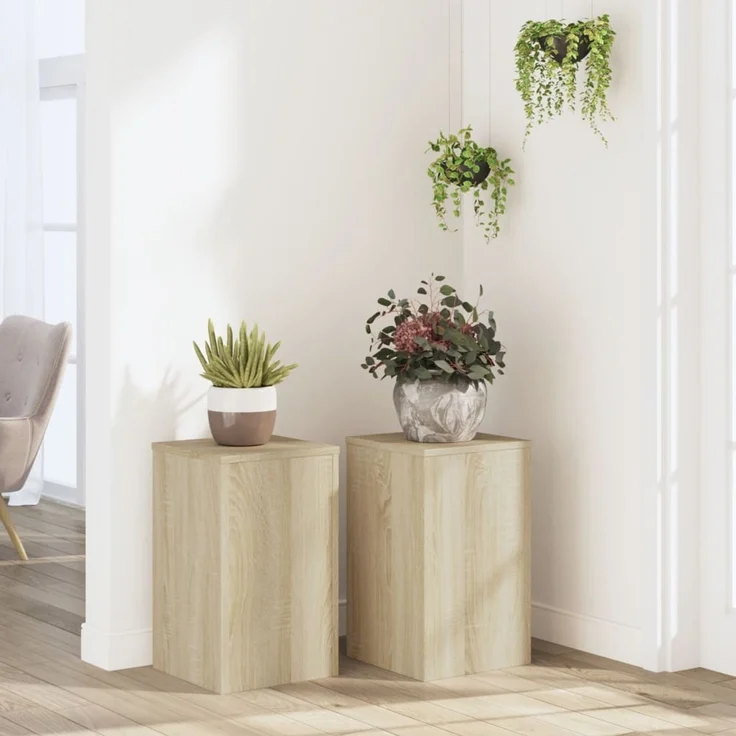 vidaXL Pflanzenständer 2 Stk. Sonoma-Eiche 30x30x50 cm Holzwerkstoff 852917 – Bild 1